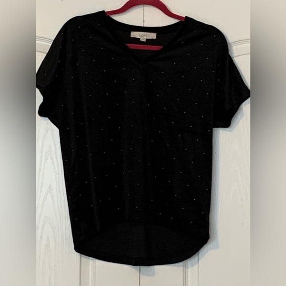 Loft velvet v-neck top with silver dots - Picture 1 of 5